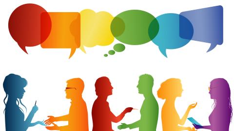 graphic of people talking to each other